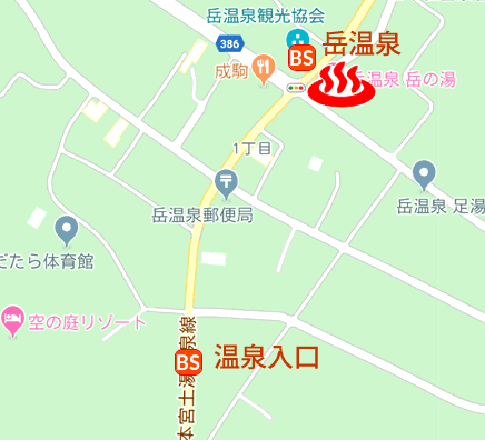 Map and bus stop of Dake Onsen Dakenoyu in Fukushima Prefecture