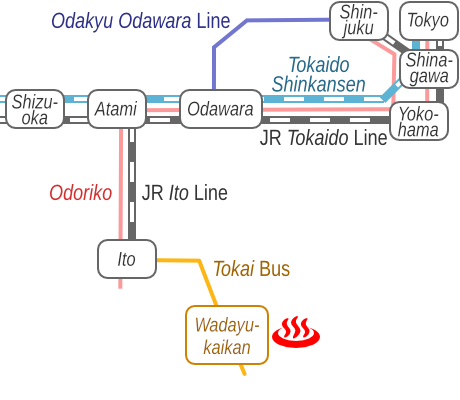 静岡県伊東温泉和田寿老人の湯の電車バス路線図