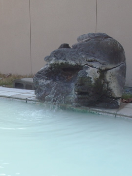 Soranoniwa Resort Hot water spout of the Open-air bath, Dake Onsen