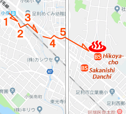 Map and bus stop of Jizonoyu Toyokan in Tochigi Prefecture