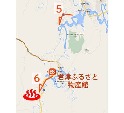 千葉県濃溝温泉千寿の湯の地図とバス停