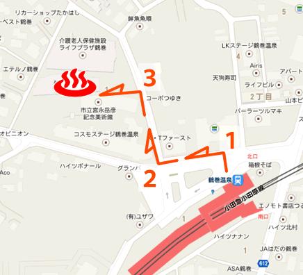 神奈川県秦野市鶴巻温泉弘法の里湯の地図