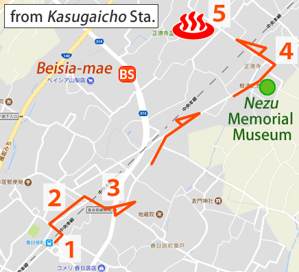 Map and bus stop of Hatsuhana in Yamanashi Prefecture