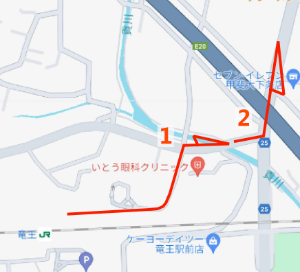 Map and bus stop of Yamamiya-onsen in Kofu City, Yamanashi Prefecture, Japan