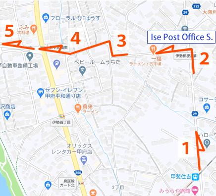 Map of Kofu Kokubo-onsen in Yamanashi Prefecture